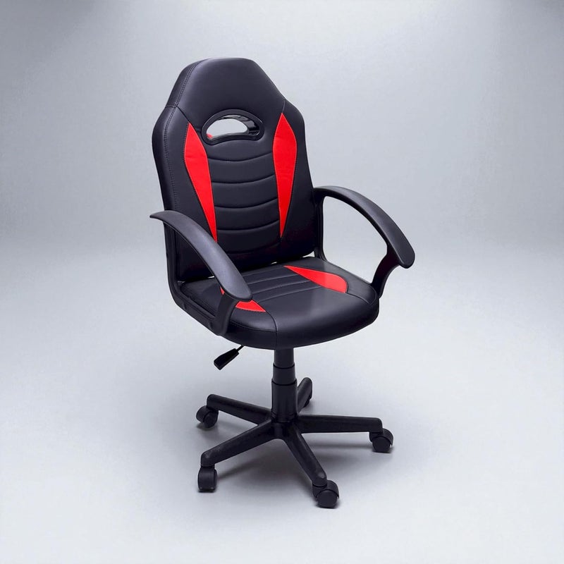 MAF furniture كرسي مكتب الألعاب MAF، أسود وأحمر، قابل للتعديل في الارتفاع مع قاعدة دوارة - Image 2